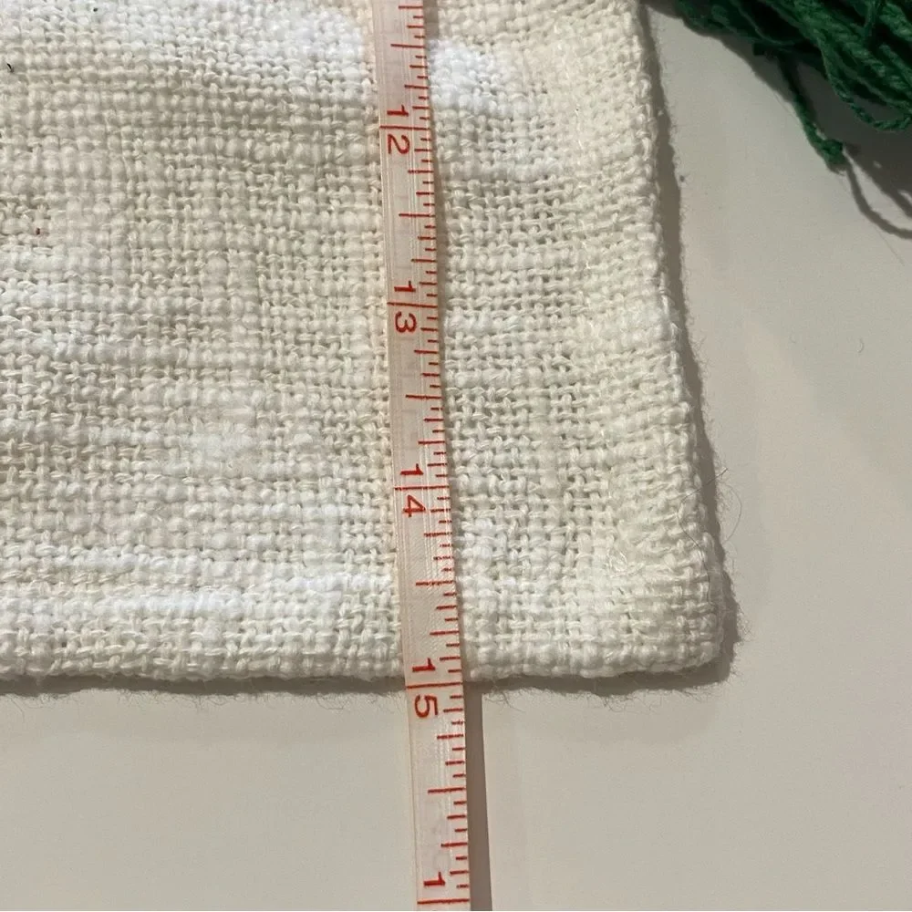 H is For Happy Green Woven Stripe And Tassel Boho Placemats Set Of Two